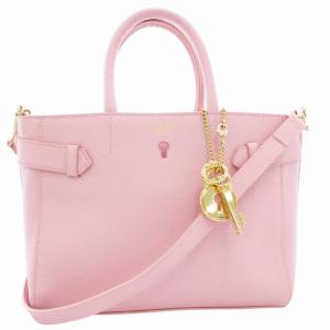デラックス DELUXE ハンドバッグ ショルダー 2WAY 斜め掛け ロゴ チャーム付 レザー ピンク