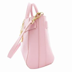 Samantha Thavasa デラックス DELUXE ハンドバッグ ショルダー 2WAY 斜め掛け ロゴ チャーム付 レザー ピンク