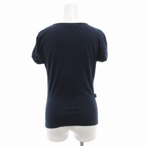 MOSCHINO カットソー 半袖 Vネック 絹 シルク 40 紺 ネイビー /GV