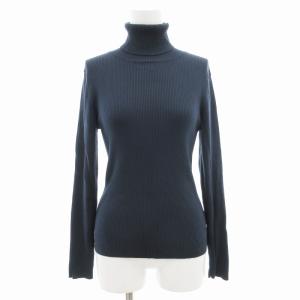 スーパーエクストラファインウールリブ タートルネックプルオーバー ニット カットソー 長袖 S 紺 ネイビー