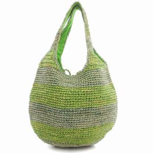 agnes b. トートバッグ ストロー 編み込み ライトグリーン ベージュ /OU