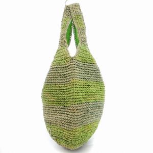 agnes b. トートバッグ ストロー 編み込み ライトグリーン ベージュ /OU