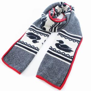 KOE マフラー ストール 総柄 紺 ネイビー 白 ホワイト 赤 レッド /OU