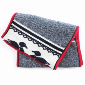 THOM BROWNE KOE マフラー ストール 総柄 紺 ネイビー 白 ホワイト 赤 レッド /OU