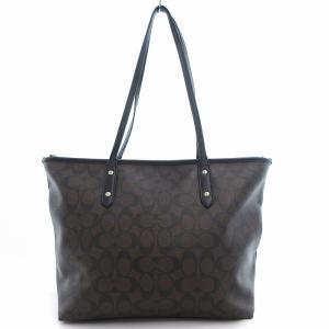 COACH シグネチャー シティジップトート バッグ ロゴ 総柄 茶 ブラウン F58292 /OU