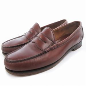 ローファー レザーシューズ ラウンドトゥ ローヒール 7.5 25.5cm 茶 ブラウン /OU