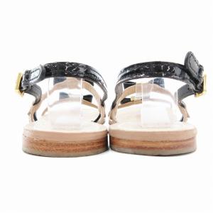 TORY BURCH サンダル ロゴ リボンストラップ 8M ベージュ 黒 ブラック ゴールドカラー /OU