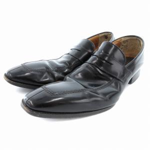 ローファー レザーシューズ 革靴 スクエアトゥ 25cm 黒 ブラック /OU