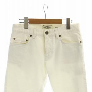 SAINT LAURENT PARIS エディ期 デニムパンツ ジーンズ ボタンフライ ロゴ スキニー 27 白 ホワイト UP53 2014