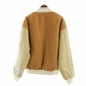 COLEMAN スタジャン ブルゾン 長袖 切替 レザー ロゴ 裏地キルティング L 茶 ブラウン GY03 /MQ