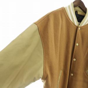 COLEMAN スタジャン ブルゾン 長袖 切替 レザー ロゴ 裏地キルティング L 茶 ブラウン GY03 /MQ