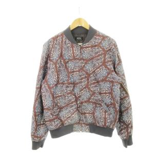 MA-1 ジャケット ブルゾン ジップアップ キルティング裏地 ペイズリー 総柄 S 茶 ブラウン /AH18