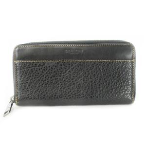 長財布 ロングウォレット ラウンド 小銭入れ レザー 革 シボ革 ロゴ型押し 黒 ブラック /CK31