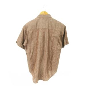 ISSEY MIYAKE ヴィンテージ ボタンダウンシャツ 半袖 リネン混 麻 S 茶 ブラウン /MN18 GY03