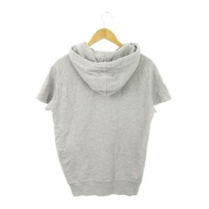 DSQUARED2 プルパーカー 半袖 スウェット 裏毛 ダメージ加工 クラックプリント ロゴ S グレー /MN16 GY03