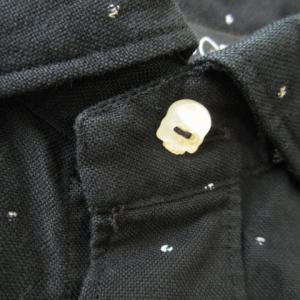 HYDROGEN シャツ レギュラー 長袖 コットン ドクロボタン 総柄 M 黒 ブラック /AO19 GY03