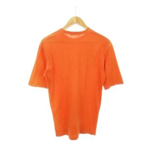 DSQUARED2 Tシャツ カットソー ラウンドネック 半袖 リネン混 麻 プリント ロゴ XS オレンジ /MN19 GY03