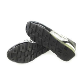 Atlantic Stars スニーカー レースアップ レザー 革 エナメル メタリック ロゴ 43 28.0cm 黒 ブラック シルバーカラー