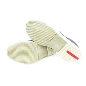 PRADA スニーカー スエード 革 パンチングメッシュ レースアップ ステッチ ロゴ 4 24.0cm 青 ブルー