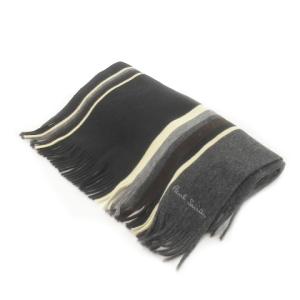 PAUL SMITH マフラー フリンジ ウール マルチストライプ 黒 ブラック /MN13 GY03
