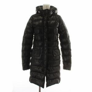 NICEA ダウンコート ジャケット アウター ナイロン ミドル フード ジップアップ 38 S 黒 ブラック