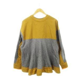 nagonstans バックウォーム COMBI スウェット トレーナー カットソー 長袖 切り替え 裏起毛 M 茶 ブラウン