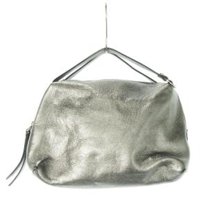 ハンドバッグ 2way ショルダーバッグ レザー 革 シャイニー ハク メタリック シルバーカラー /CK15