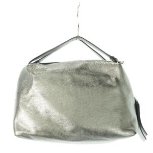 GIANNI CHIARINI ハンドバッグ 2way ショルダーバッグ レザー 革 シャイニー ハク メタリック シルバーカラー /CK15