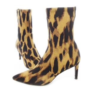 STUART WEITZMAN ショートブーツ ハイヒール ポインテッドトゥ ナイロン ストレッチ アニマル レオパード ヒョウ柄 36.5