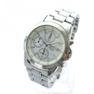 SEIKO ジャンク品 腕時計 ウォッチ クォーツ カレンダー付き デイト クロノグラフ シルバー色 7T92-0DW0