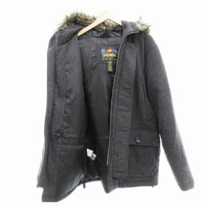 Eddie Bauer EddieBauer ダウンジャケット フード フェイクファー TALONジップ ミドル ハーフ丈 XL ダークグレー /AE