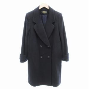 ヴィンテージ コート ダブルブレスト アンゴラ カシゴラ混 ロング丈 13+ 紺 ネイビー 大きいサイズ