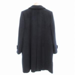 Leilian ヴィンテージ コート ダブルブレスト アンゴラ カシゴラ混 ロング丈 13+ 紺 ネイビー 大きいサイズ