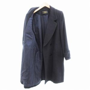 Leilian ヴィンテージ コート ダブルブレスト アンゴラ カシゴラ混 ロング丈 13+ 紺 ネイビー 大きいサイズ