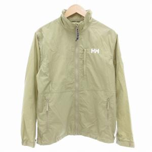 美品 ジャケット フルジップ ロゴ 裾ドロスト ナイロン M カーキ /AE