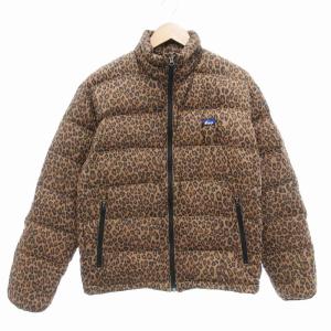 ダウンジャケット レオパード ヒョウ柄  豹柄 総柄 L 茶 ブラウン /AE
