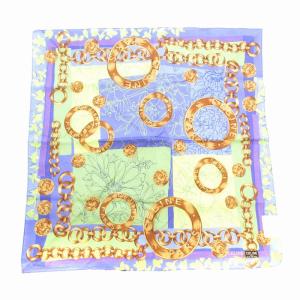 スカーフ ハンカチーフ 総柄 鎖 コットン 紫 パープル 緑 グリーン /AE