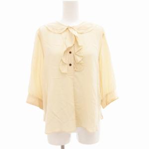 ブラウス カットソー 五分袖 フリル 絹 シルク 1 ベージュ /GV