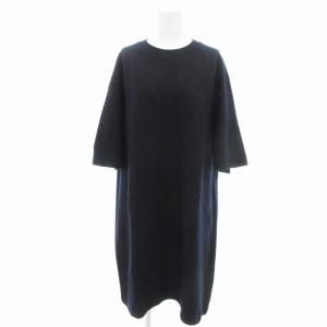 オーバーサイズウールTシャツワンピース カットソー ニット ひざ丈 クルーネック ラグランスリーブ 半袖
