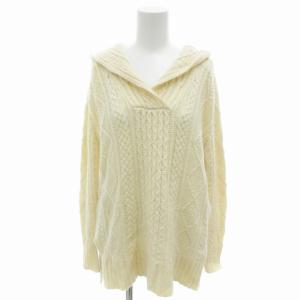 ニット セーター フード Vネック アルパカ混 S オフホワイト /TI