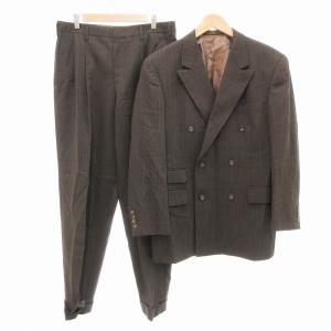 セットアップ スーツ ダブル ジャケット パンツ ピークドラペル 茶 ブラウン グレー /JS