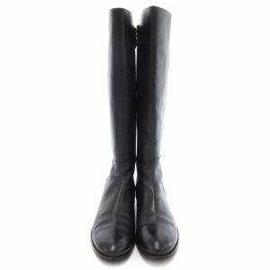 COLE HAAN ロングブーツ レザー サイドジップ 8 黒 ブラック /JS
