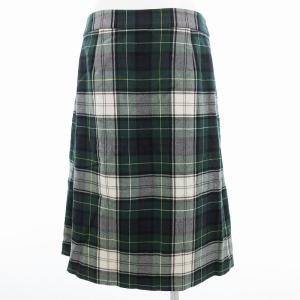 MACKINTOSH PHILOSOPHY MACKINTOSHPHILOSOPHY ラップスカート プリーツ ひざ丈 チェック柄 38 M 緑 グリーン 青 ブルー 白 ホワイト /OU