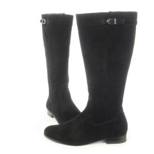 あしながおじさん ロングブーツ ローヒール スエード レザー 革 大きいサイズ 25.5 黒 ブラック 0500297 /CK6