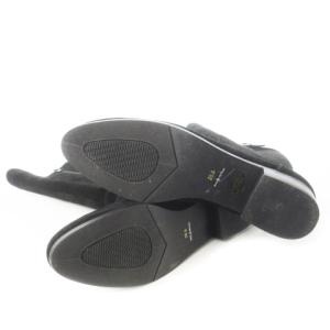 あしながおじさん ロングブーツ ローヒール スエード レザー 革 大きいサイズ 25.5 黒 ブラック 0500297 /CK6