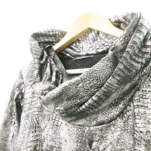 TORNADO MART refined real clothes 長袖カットソー ドレープネック ストレッチ 光沢感 プリント