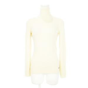 リブニット セーター タートルネック 長袖 ウール ロゴプレート ワンポイント 38 S バニラベージュ