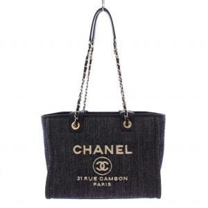 CHANEL ドーヴィルMM トートバッグ 2WAY ネイビー