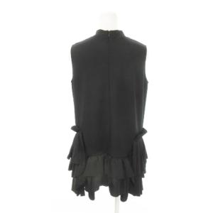 sov. カットソー チュニック ハイネック ノースリーブ フリル ティアード ボリューム 黒 ブラック /AH6