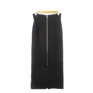 ダブルジップストレートスカート タイト フロントスリット ストレッチ 1 S 黒 ブラック 15109-6262